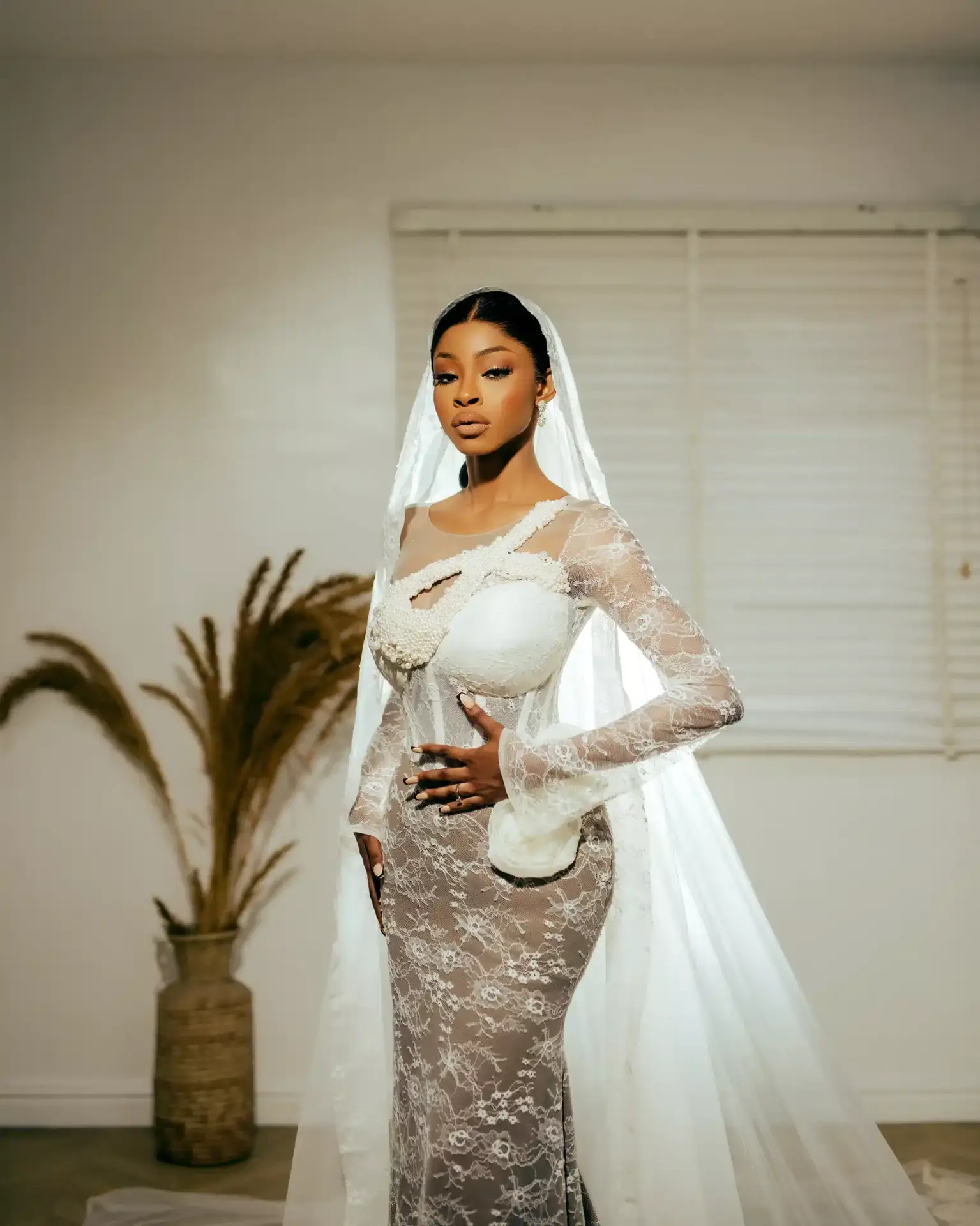 Elegant bride wearing a Classytoks Makeovers bridal look
